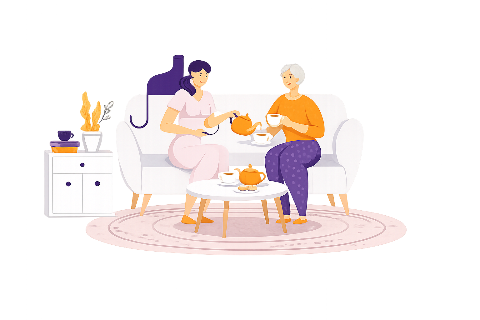 Support worker sharing tea with participant